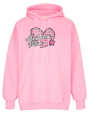 Produktbild von Damen Langarm Strickhoodie in Rosa, Größe M, mit Kapuze und Kängurutasche