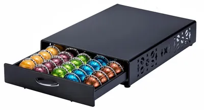 Kapselhalter für Nespresso Vertuo, 50 Kapseln, Schwarz