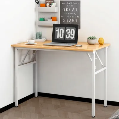 Productafbeelding van Klaptafel, bureau, computerbureau, hout, teakwit, 120x60 cm