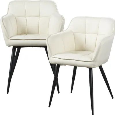 Immagine prodotto di Sedia da pranzo 'Birmingham' set di 2 con braccioli imbottiti gambe in acciaio beige