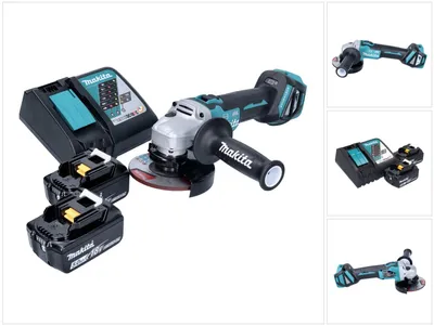 Produktbild von Makita DGA 513 RT Akku Winkelschleifer 18 V 125 mm Brushless + 2x Akku 5,0 Ah + Ladegerät