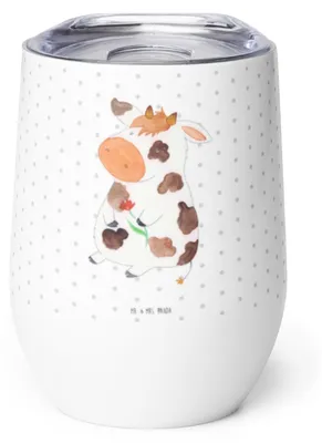 Produktbild von Mr. & Mrs. Panda thermosbecher Kuh - Weiß - Geschenk, Bauernhof, Motivtion, kaffee tasse, Thermobecher, Milch, Thermo Becher, Hof, Edelstahl Weinbecher, glühweinbecher
