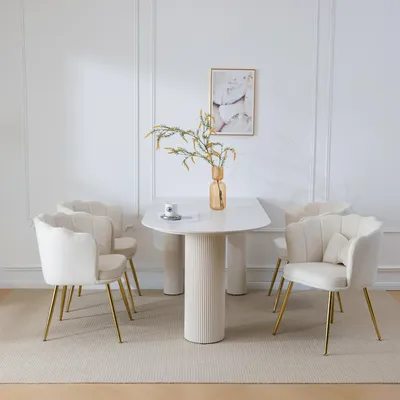 Chaise Design Pivotante Blanche Homestyle4u - Pour Salle à Manger Ou Bureau, Accoudoirs, Rembourrée