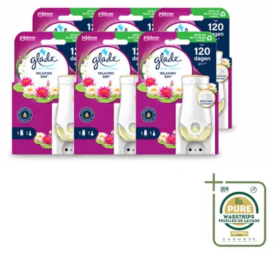 Obrázok produktu pre 6 kusov elektrických difúzorov Glade – vôňa Relaxing Zen – balenie