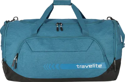 Produktbild von Travelite Reisetasche Kick Off Petrol Polyester 600D, 70x43x40 cm, 120 Liter, 1.3 kg, mit Schultergurt, Schuh-/Nassfach, Bodengriff, verstärktem Boden, vielen Fächern, weite Öffnung, platzsparend zusammenrollbar, mit Trolley-Gestänge, gut sichtbar, für Reisen, Sport und Freizeit