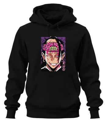 Productafbeelding van Jujutsu Kaisen, Geto Suguru, anime, hoodie met afbeelding van een bloederig brein, donker design, uni, zwart, maat S