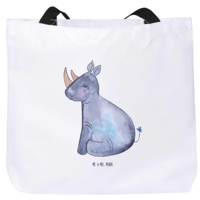 Produktbild von Mr. & Mrs. Panda Reisetasche Einhorn Nashorn - Weiß - Geschenk, Unicorn, Lustig, Zoo, Laptoptasche, Einkaufstasche, Nashörner, Tote Bag, Tasche, Regenbogen, Glitzer