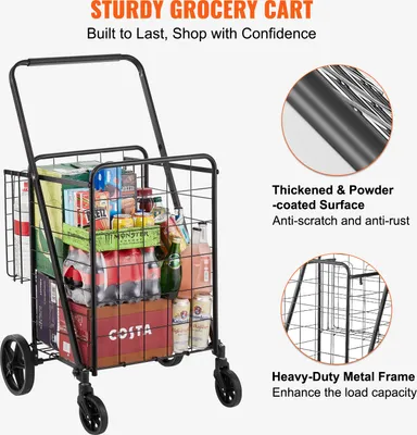 Image de Chariot d'achat Chariot d'achat pliable 50 kg, Chariot d'achat multifonctionnel , Chariot d'achat pliable pour linge, nourriture, outils de camping, etc.