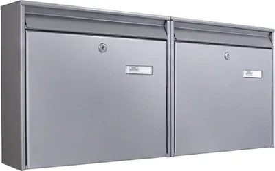 Produktbild von Burg-Wächter Briefkastenanlage 2 Fach Silber 72x32x10cm, Postkasten A4 Einwurf mit Namensschild, Montagematerial & 2 Schlüssel [BKQS2 Blanco]