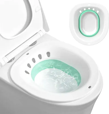 Produktbild von Faltbares Sitzbad fš¹r die Toilette, Bidet Einsatz fš¹r Toilette, Tragbares Sitzbadewanne fš¹r H?morrhoidenbehandlung, Wochenbettpflege, Schwangere und ?ltere Menschen (ca. 2,5 Liter)