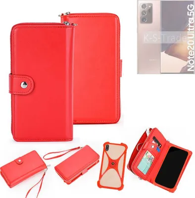 Produktbild von K-S-Trade 2in1 Schutzhülle Portemonnee Handyhülle mit Bumper kompatibel mit Samsung Galaxy Note20 Ultra Hülle Case Etui Geldbörse Smartphone rot