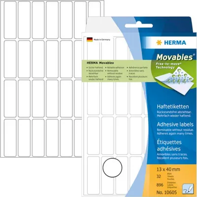 Produktbild von HERMA Movables Etiketten 10605 weiß 13,0 x 40,0 mm, 896 Etiketten