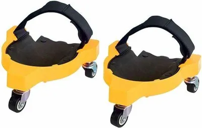 Image de Lot de genouillères jaunes à 2 roulettes - pour le jardin, le chantier - Lot de genouillères à roulettes