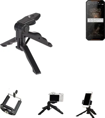 Produktbild von K-S-Trade Stativ Tisch-Ständer Dreibein Handy-Stativ Ständer kompatibel mit Leagoo XRover C Mini-Stativ Smartphone Tripod Handy-Stativ aus Plastik