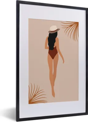 Produktbild von MuchoWow® Gerahmtes Poster Sommer - Blätter - Pastell 40x60 cm - Poster mit Schwarzem Bilderrahmen Wandposter Rahmen Foto Bilder - Poster in Rahmen