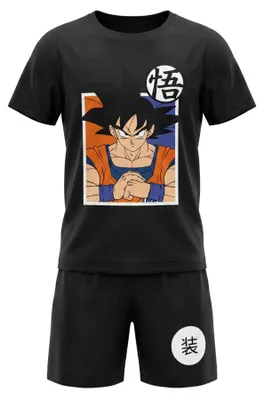 Produktbild von Anime Dragon Ball Goku Kinder Schlafanzug Pyjama Shirt Shorts - 128, Schwarz
