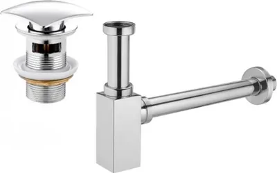 Immagine prodotto di Mexen semisifone quadrato per lavabo con tappo clic-clac, con troppopieno, cromo - 7992660-00