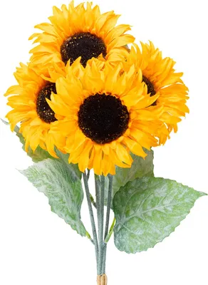 Produktbild von Künstliche Sonnenblumen für Dekoration mit Blättern, 4 Stück