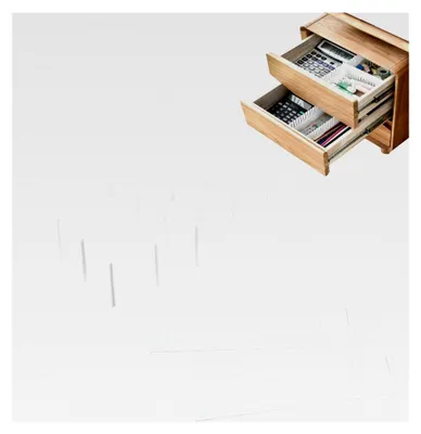 Produktbild von Schubladentrenner 12er Set aus PP-Material - Verstellbare Schubladenteiler & Organizer (35x7 cm) für Küche, Bad, Büro, Kleiderschrank - Robuste Trennwände für Ordnung in Schubladen