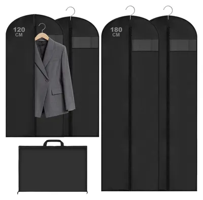 Productafbeelding van Lange kledingzakken, 4 stuks, 180/120 x 60 cm, ter bescherming van kleding