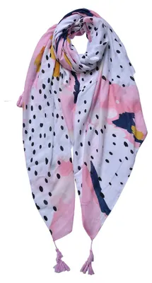 Productafbeelding van Clayre & Eef, gestreept dameschals, 90x180 cm, roze/blauw, synthetisch materiaal
