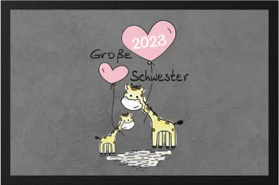 Produktbild von Ich werde Große Schwester 2023 Fußmatte Schwangerschaft Verkündung Geburt Big Sister Geschenk Giraffe