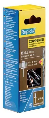 Produktbild von Rapid 5001467, Blindniete, Stahl, Kupfer, Flachkopf, 4,8 mm, 12 mm