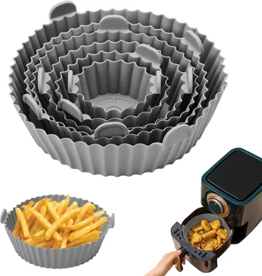 Obrázok produktu pre Sada silikónových foriem do fritézy 6 ks, opakovane použiteľné okrúhle príslušenstvo, pre fritézu a