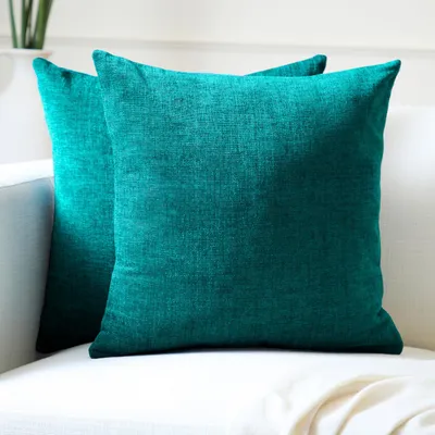 Produktbild von 2er-Set Kissenbezüge | Azurblau (60 x 60 cm) | Dekorative quadratische Kissenbezüge für Sofa und Couch