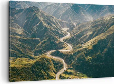 Produktbild von Bild auf Leinwand - Leinwandbild - Einteilig - Berge Weg Wald - 120x80cm - Wand Bild - Wanddeko - Wandbilder - Leinwanddruck - Bilder - Wanddekoration - Leinwand bilder - Wandbild - AA120x80-4700
