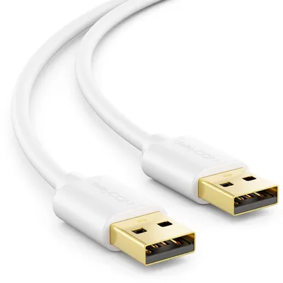 Produktbild von deleyCON 5m USB 2.0 A-Stecker auf A-Stecker Kabel - Weiß