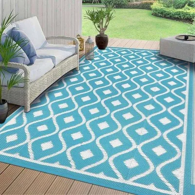 Immagine prodotto di Telo protettivo da esterno in plastica impermeabile, 150 x 210 cm - Blu-verde - Portatile - Per picnic in giardino
