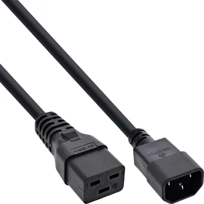 Produktbild von INLINE Netz Adapterkabel IEC-60320 C14 zu C19 3x 1,5mm2 max. 10A schwarz 2m