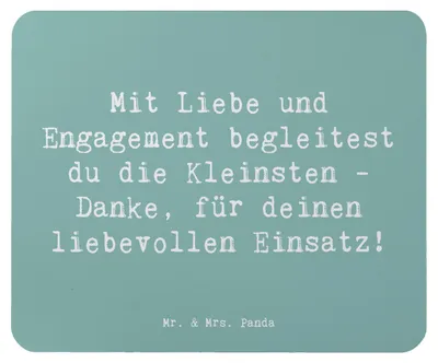 Produktbild von Mr. & Mrs. Panda Mousepad Spruch Liebevolle Erzieher - Meeresbrise - Geschenk, notebook mauspad, Mouse Pad, Herzblut, computer, Begleitung, Kleinsten, Bedanken, Betreuung