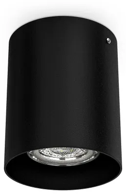 Image de B.K.Licht spot en saillie rond Ø80mm GU10 pour LED ou halogène 50W max plafond noir métal moderne profondeur 95mm IP20