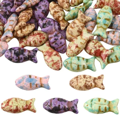 Fischperlen aus Türkisstein, 50 Stück, bunt, für DIY-Schmuck