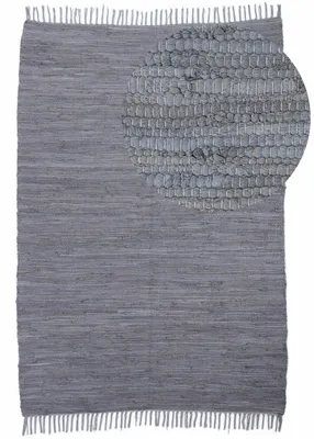 Produktbild von Flickenteppich Kelim Chindi Uni Hellgrau 120x170 cm, handgewebt | Fleckerlteppich aus Baumwolle für Wohnzimmermit Fransen