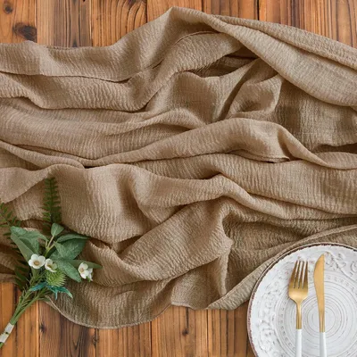 Produktbild von Tischläufer Musselin Braun 300 x 80 cm Käsetuch Dekostoff Hochzeit