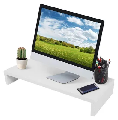 Produktbild von Monitorständer Schreibtischaufsatz mit Stauraum Purpurweiß 56x22x7,7cm
