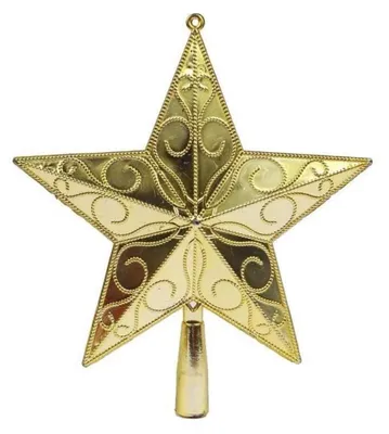 Immagine prodotto di Punta per albero di Natale a forma di stella, dorata, in plastica, 15,2 cm