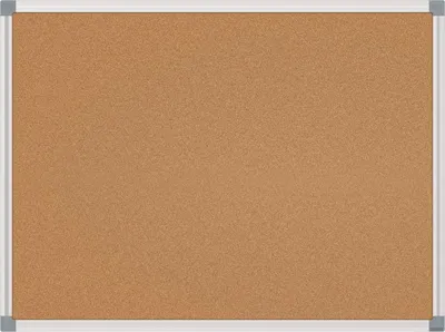 A plain corkboard with a metal frame.