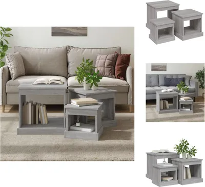Produktbild von vidaXL Satztische 3 Stk. Grau Sonoma Holzwerkstoff -  Couchtische