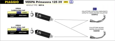 Produktbild von ARROW Racing-Krümmer für Piaggio Vespa Primavera125 2021-, ohne Katalysator