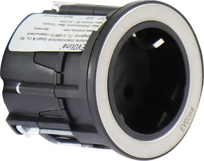 Produktbild von Evoline One Einbau Steckdose mit Abdeckring ø 59 mm 230V, Edelstahl schwarz