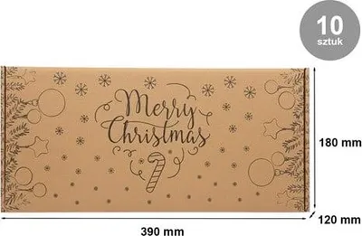 Zdjęcie produktu dla Karton Wykrojnikowy Świąteczny MERRY CHRISTMAS 390x180x120 - 10 sztuk