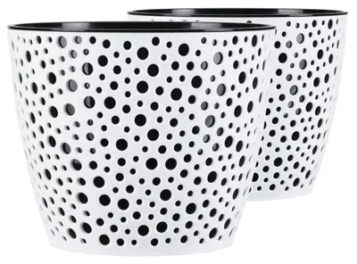 Zdjęcie produktu dla Zestaw 2 plastikowych doniczek o nowoczesnym kształcie