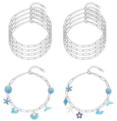10 Paperclip-Armbänder, 17 cm, Edelstahl, verstellbar