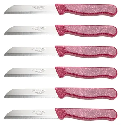 Produktbild von SOLINGEN Messer Allzweckmesser Pink Flitter Obstmesser Sehr scharf Schälmesser, Stückzahl:100 Stück