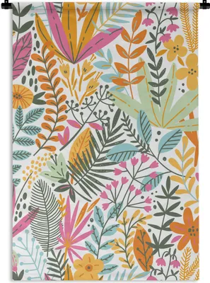 Produktbild von MuchoWow® Wandteppich Wandbehang Sommer - Pflanzen - Blumen - Blätter 60x90 cm Tapisserie Dekoration Wandtuch - Foto-Teppich - Abwaschbar