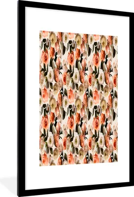 Produktbild von MuchoWow® MuchoWow® Gerahmtes Poster Blumen - Rosen - Farben 60x90 cm - Poster mit zchwarzem Bilderrahmen - Dekoration - Wandposter Wohnzimmer - Hochwertig